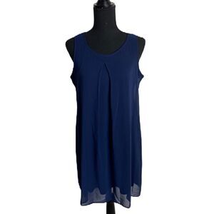 #141 AUW Navy Pleat Front Cocktail Dress